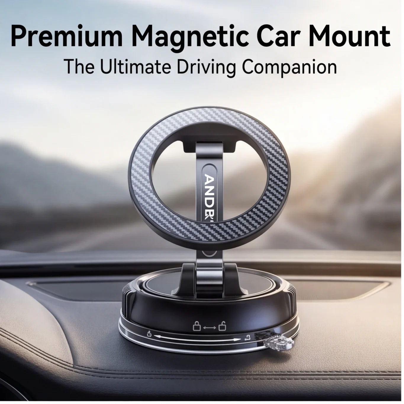 ANDERY MagSafe-Dedicated Car Phone Mount [Ultra-Strong Suction]