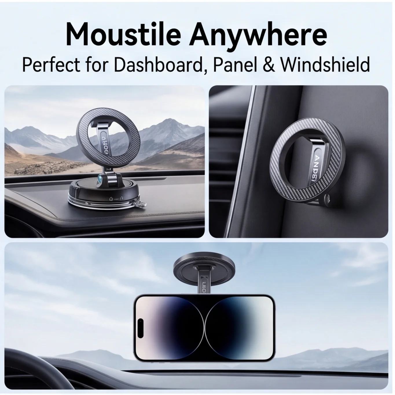 ANDERY MagSafe-Dedicated Car Phone Mount [Ultra-Strong Suction]