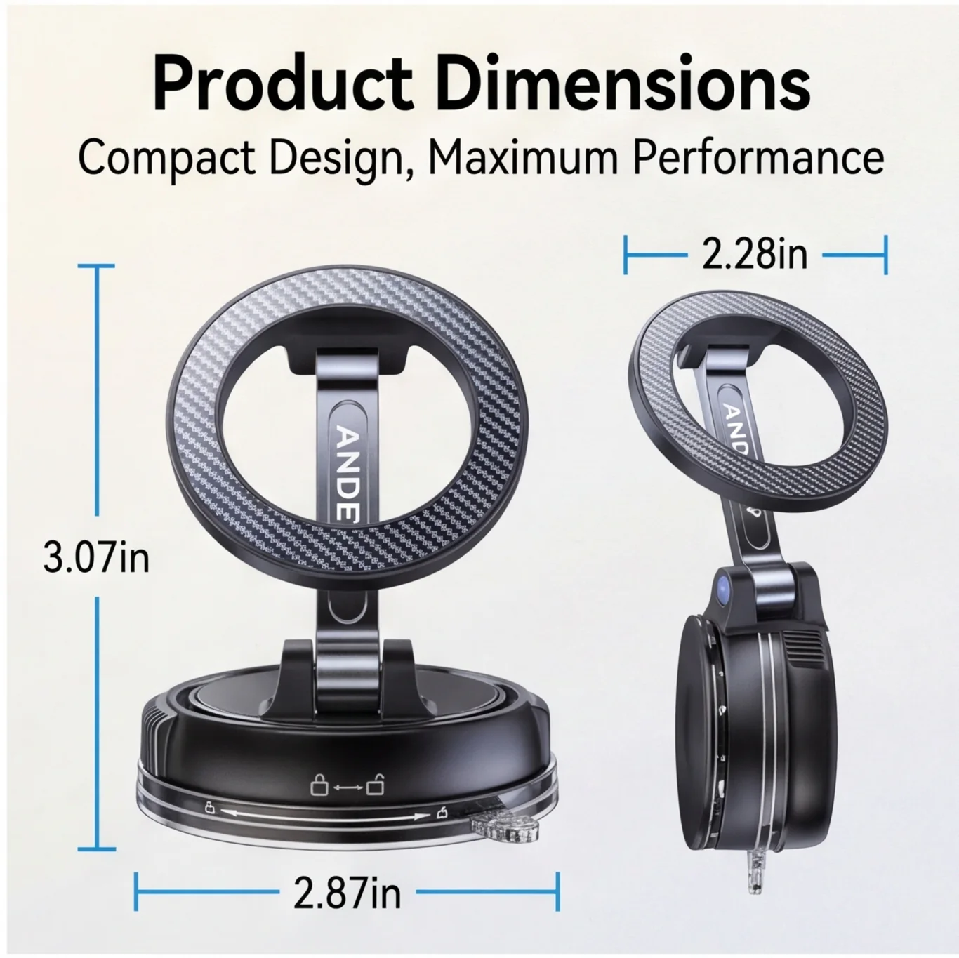 ANDERY MagSafe-Dedicated Car Phone Mount [Ultra-Strong Suction]