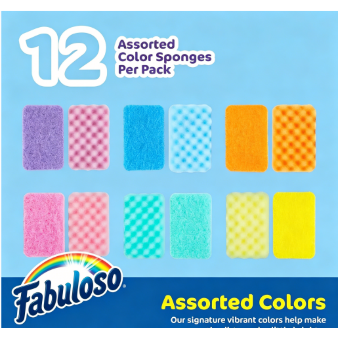 Fabuloso Non-Scratch Kitchen Sponges — Rainbow Series Cellulose Scrub Sponges
