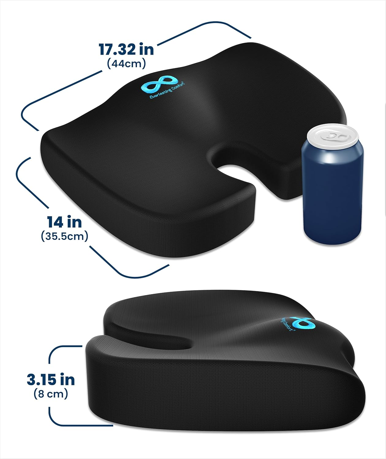 Doctor-Recommended Memory Foam Seat Cushion | Ergonomic Pad Relieves Tailbone & Sciatica for Car & Office