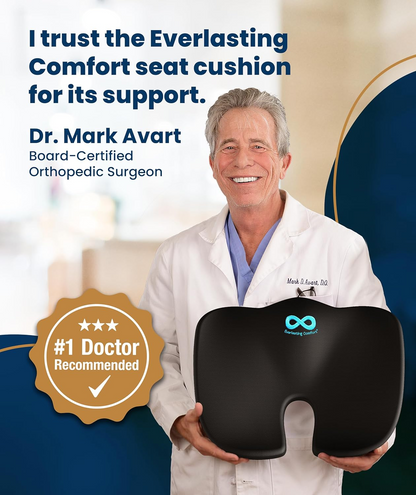 Doctor-Recommended Memory Foam Seat Cushion | Ergonomic Pad Relieves Tailbone & Sciatica for Car & Office