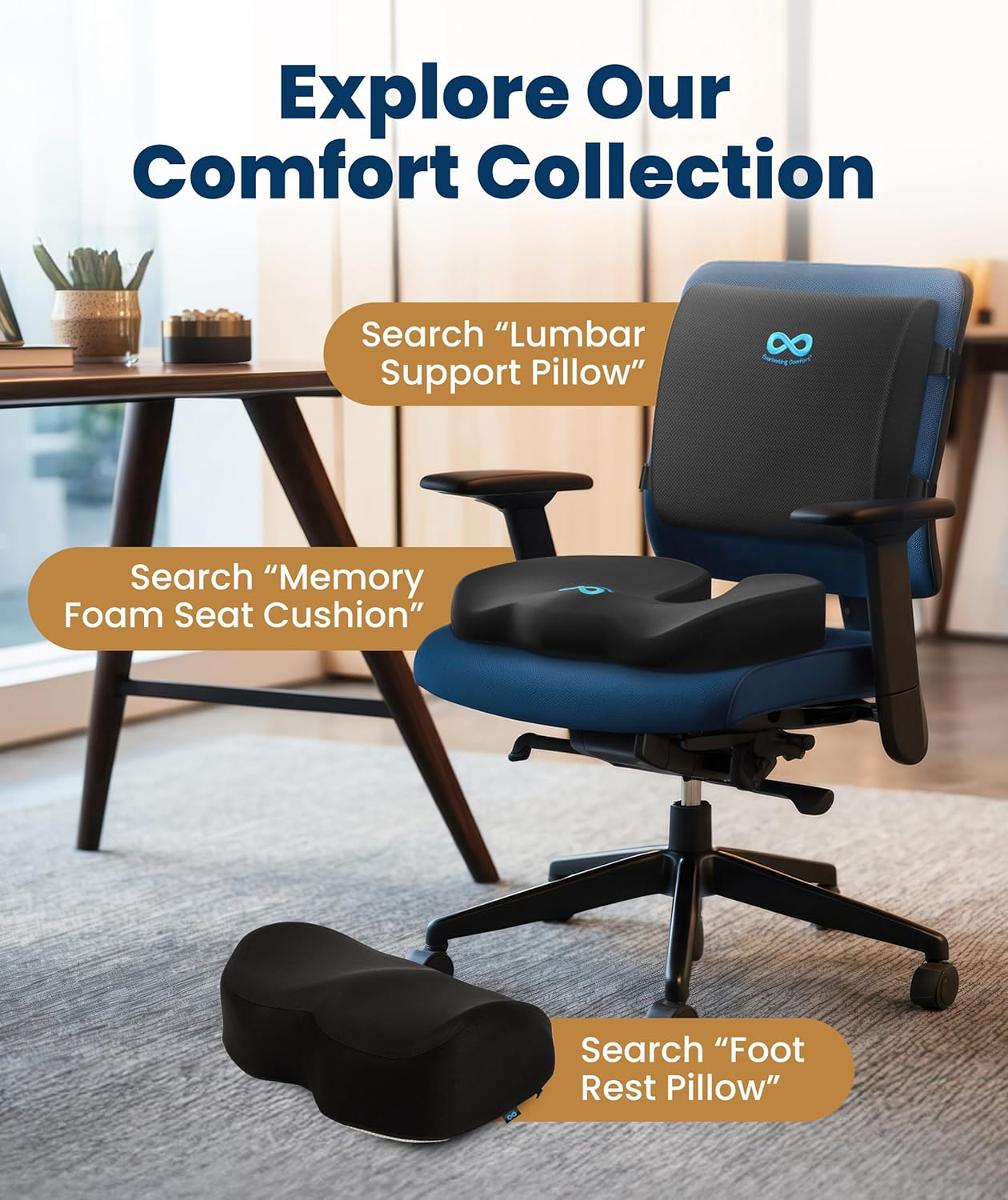 Doctor-Recommended Memory Foam Seat Cushion | Ergonomic Pad Relieves Tailbone & Sciatica for Car & Office
