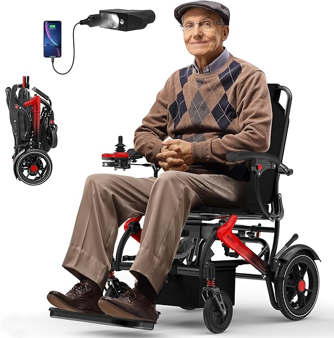 Foldable Adult Electric Power Wheelchair | 500W Brushless Motor, 350lbs Load, Airline Approved, Complete Accessory Package Included