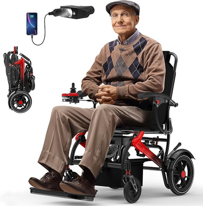 Foldable Adult Electric Power Wheelchair | 500W Brushless Motor, 350lbs Load, Airline Approved, Complete Accessory Package Included