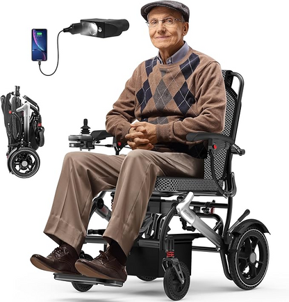 Foldable Adult Electric Power Wheelchair | 500W Brushless Motor, 350lbs Load, Airline Approved, Complete Accessory Package Included
