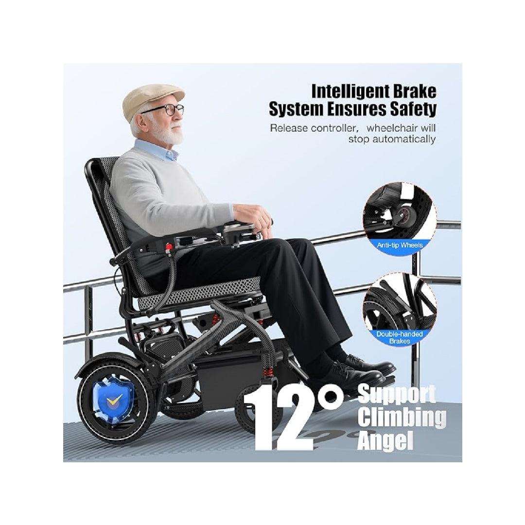 Foldable Adult Electric Power Wheelchair | 500W Brushless Motor, 350lbs Load, Airline Approved, Complete Accessory Package Included
