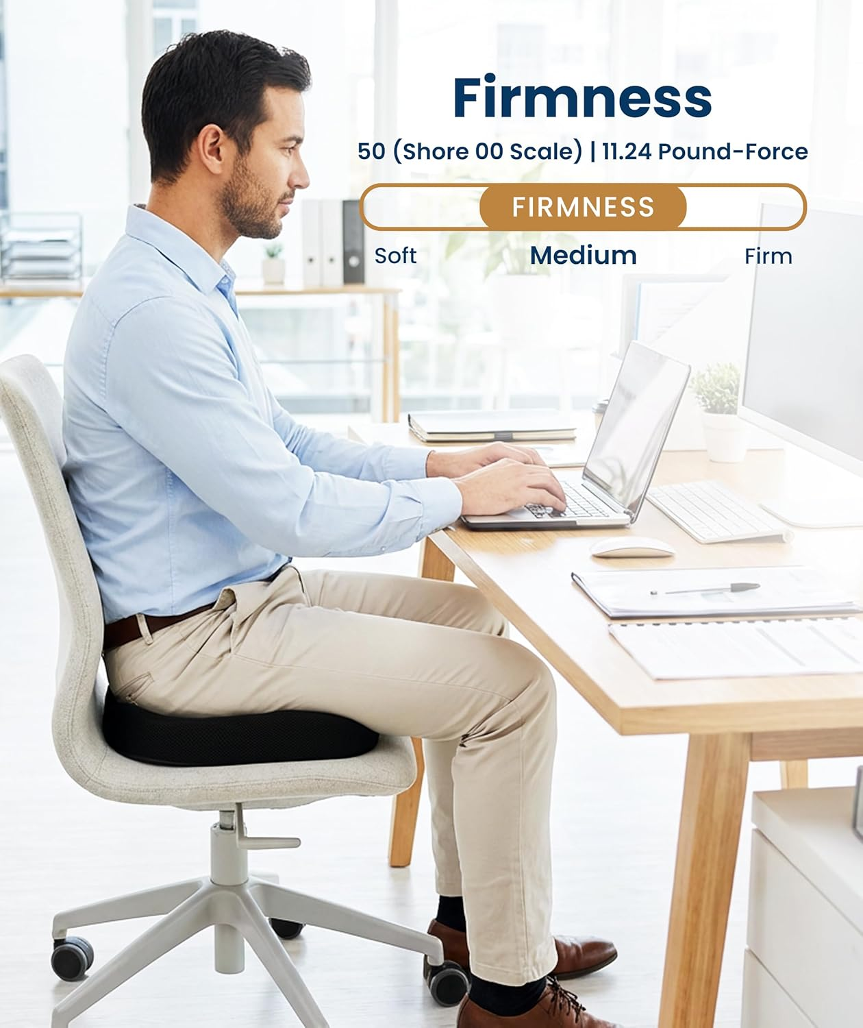Doctor-Recommended Memory Foam Seat Cushion | Ergonomic Pad Relieves Tailbone & Sciatica for Car & Office