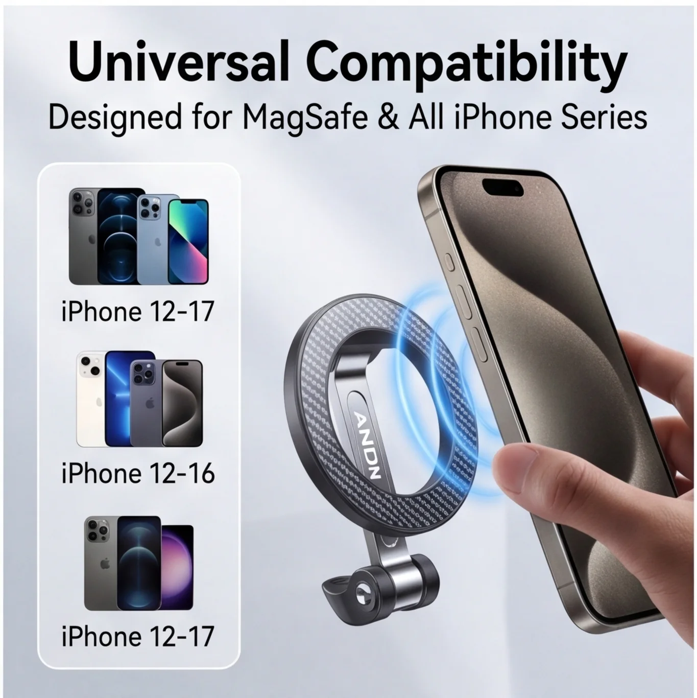 ANDERY MagSafe-Dedicated Car Phone Mount [Ultra-Strong Suction]