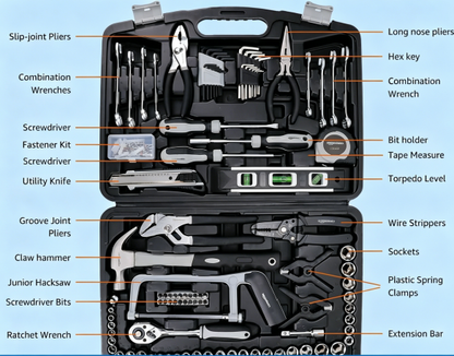Amazon Basics 173-Piece General Household Hand Tool Set
