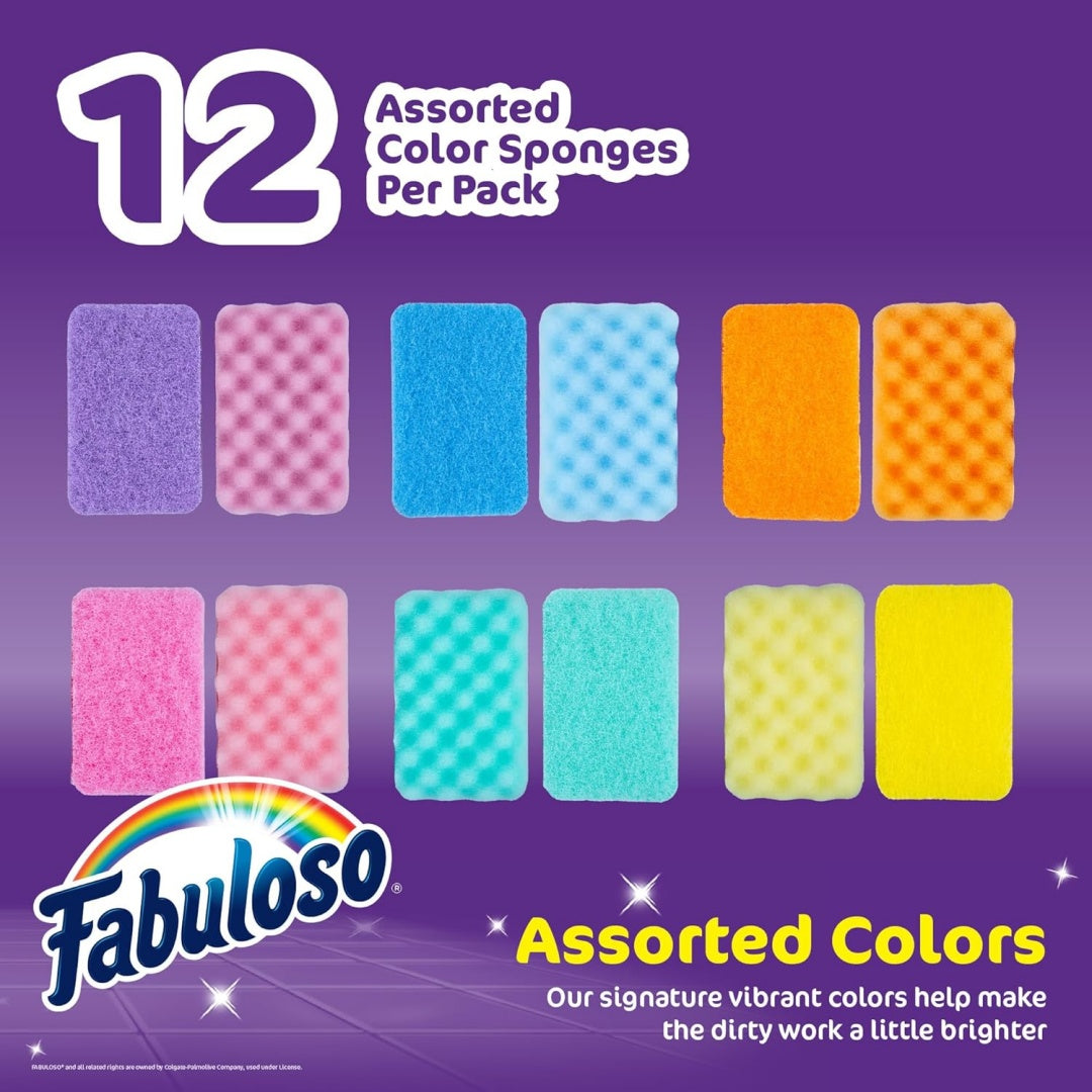 Fabuloso Non-Scratch Kitchen Sponges — Rainbow Series Cellulose Scrub Sponges