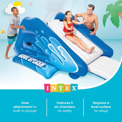 Inflatable Water Slide Pool with Built-In Sprinklers | Kids & Adult Splash Play Center