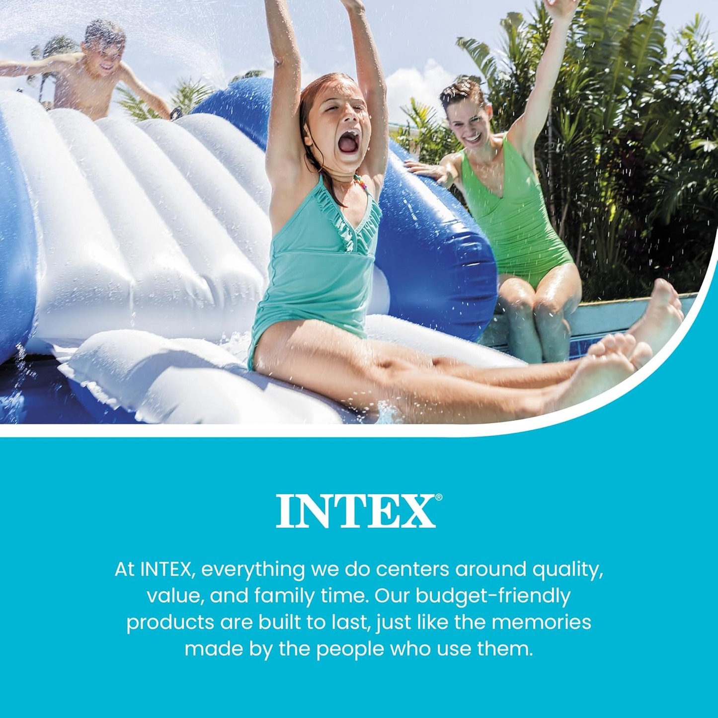 Inflatable Water Slide Pool with Built-In Sprinklers | Kids & Adult Splash Play Center