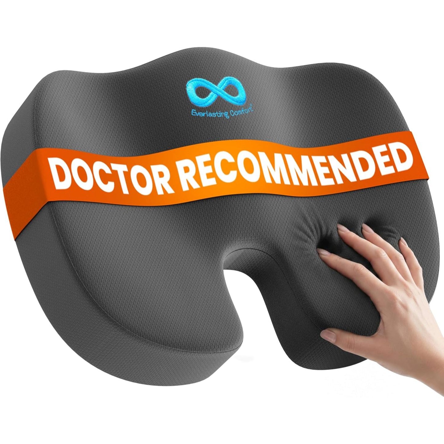 Doctor-Recommended Memory Foam Seat Cushion | Ergonomic Pad Relieves Tailbone & Sciatica for Car & Office