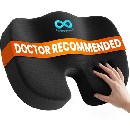 Doctor-Recommended Memory Foam Seat Cushion | Ergonomic Pad Relieves Tailbone & Sciatica for Car & Office