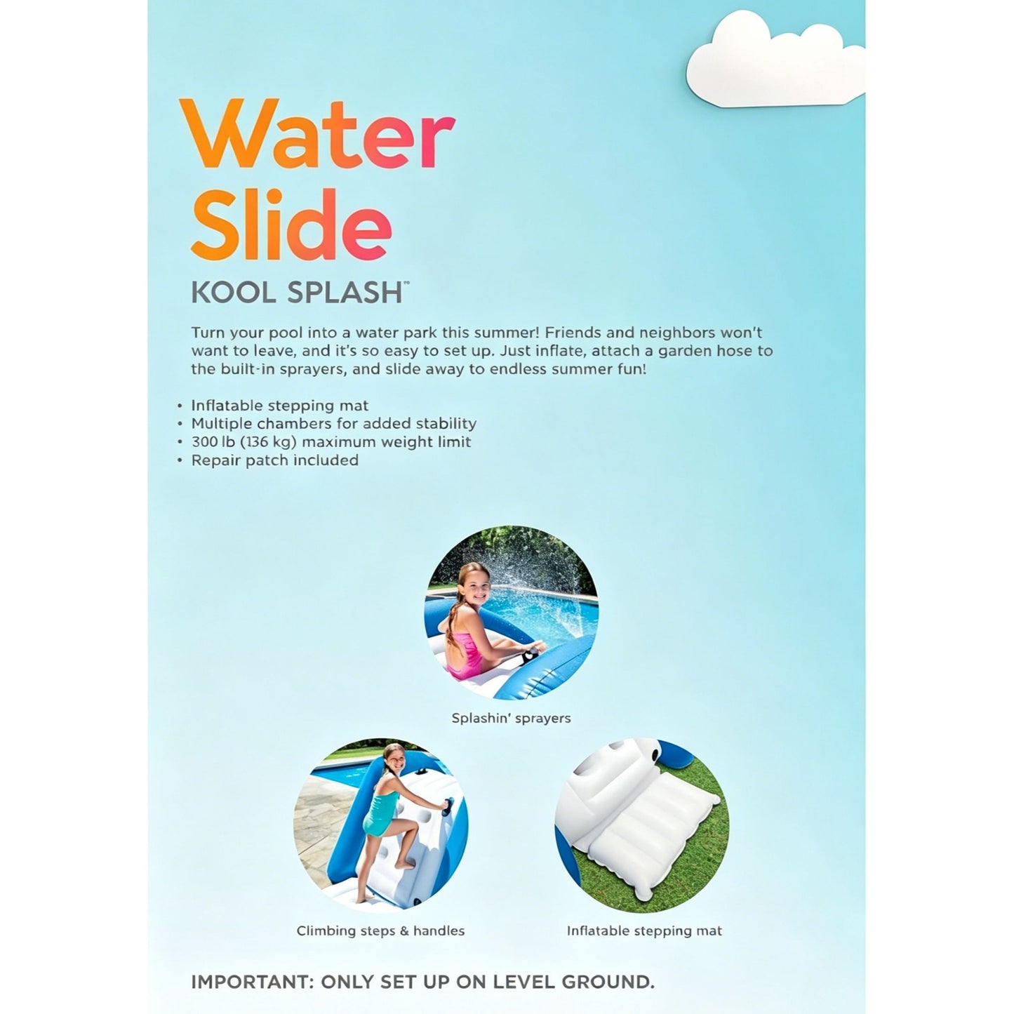 Inflatable Water Slide Pool with Built-In Sprinklers | Kids & Adult Splash Play Center